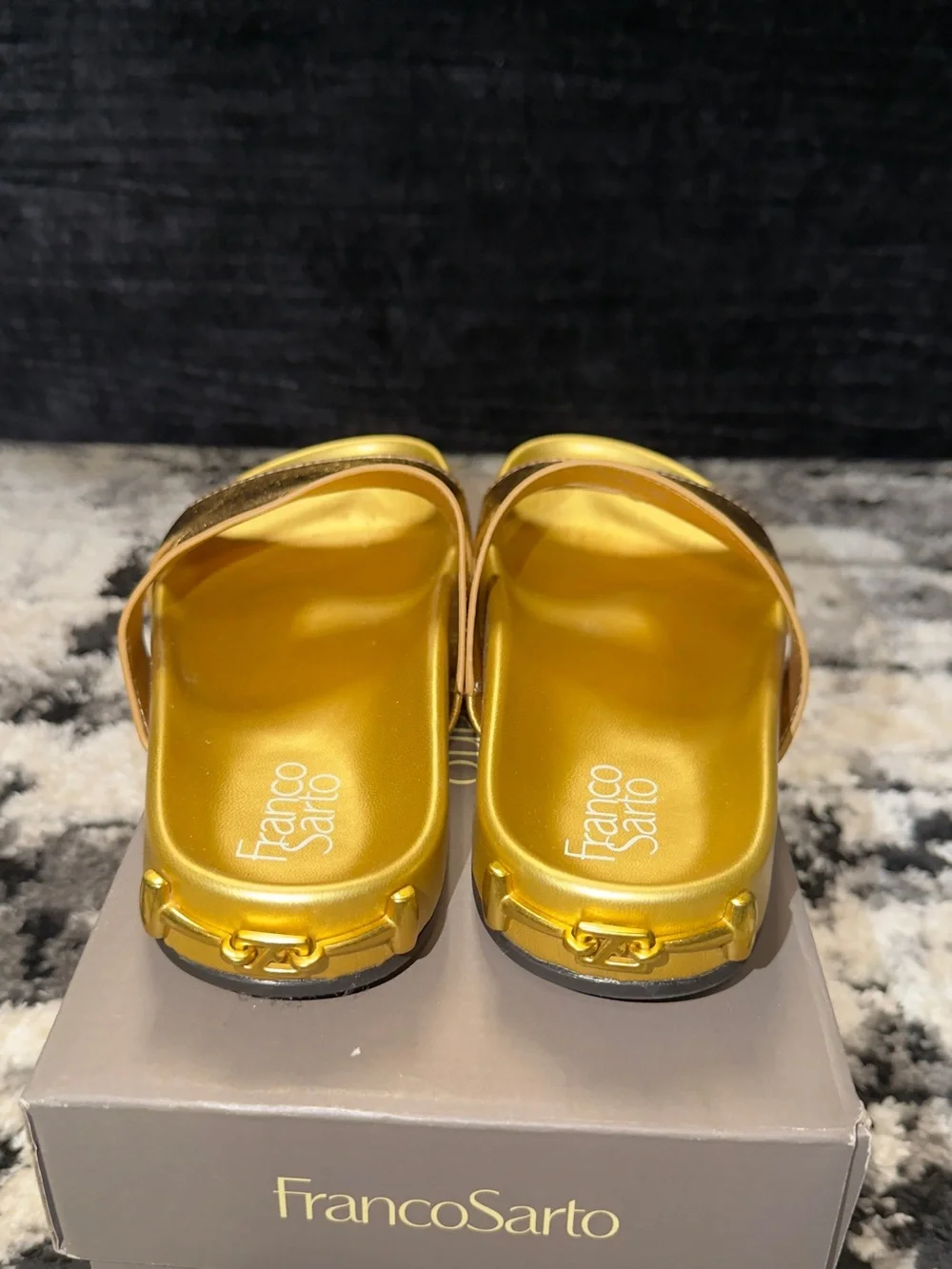 Franco Sarto Metallic Gold Slide Sandals